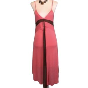 Babydoll V Neck Sundress Coral Orange Midi Size Small